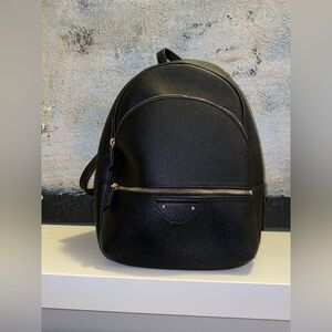 Black Backpack Purse with Gold Zippers Leather Bag